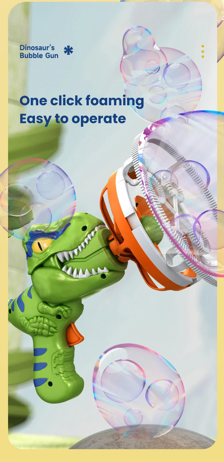 2-in-1 Dinosaur Bubble Gun – Electric Bubble Blower for Kids’ Outdoor Play