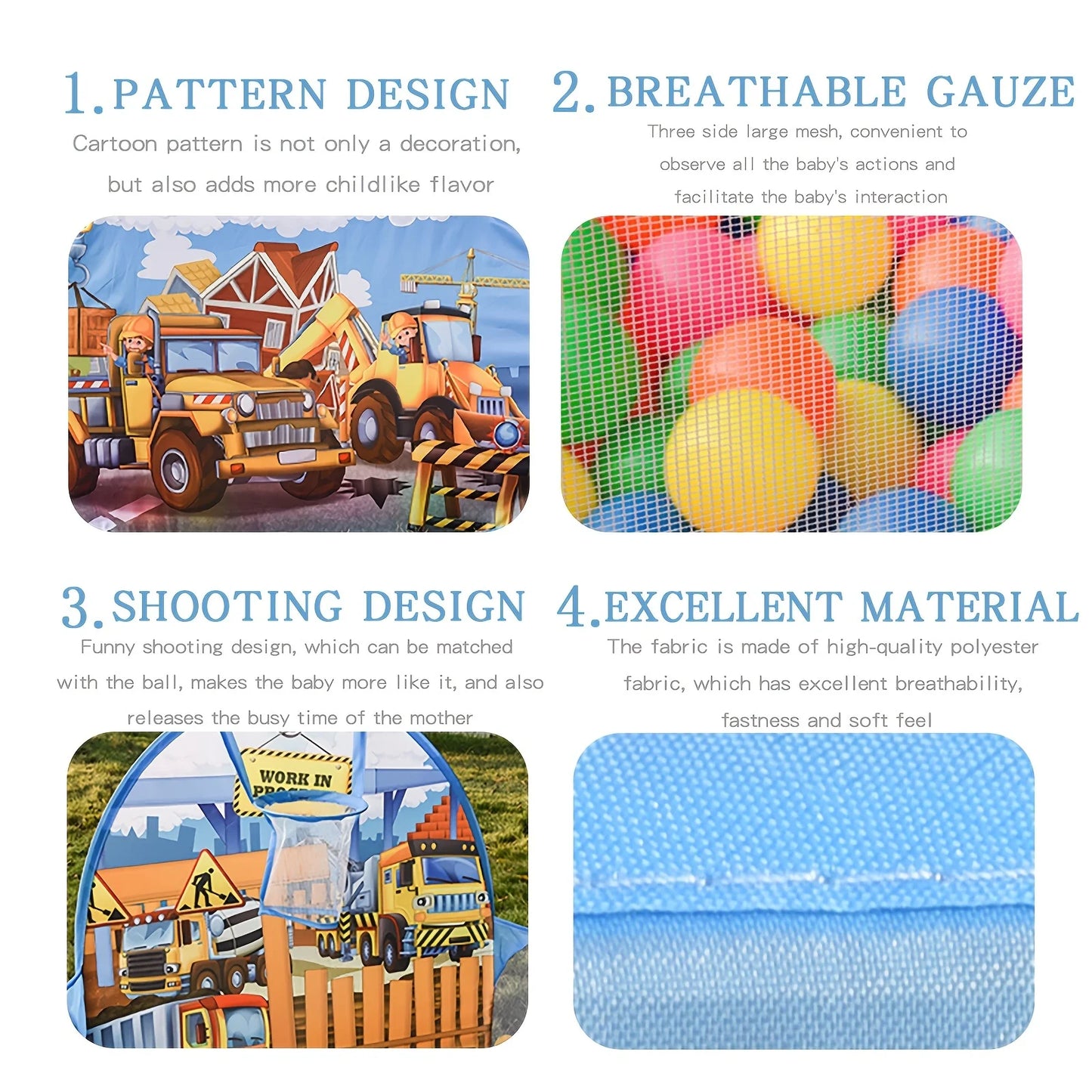 Kids Engineering Car Ball Pit – Cartoon Design with Shooting Game