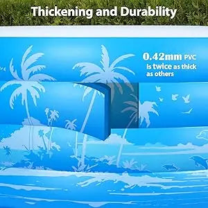 Large Inflatable Pool – Extra Durable with Seats & Handles for Outdoor Use