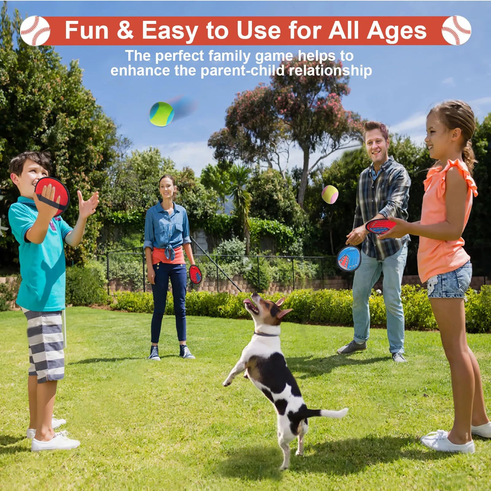 4-Set Sticky Ball Catch Game – Outdoor Throw & Catch Toy for Kids & Parents