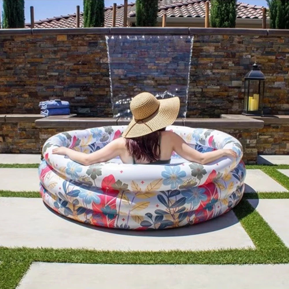 66”x18” Round Inflatable Pool – 3-Ring Kiddie Pool for Backyard & Garden