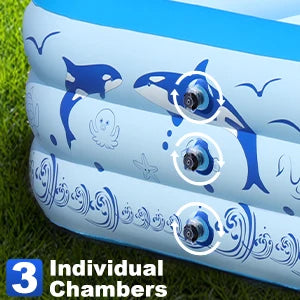 Upgraded Inflatable Pool – Durable Family Pool with Solar Lights (Blue)