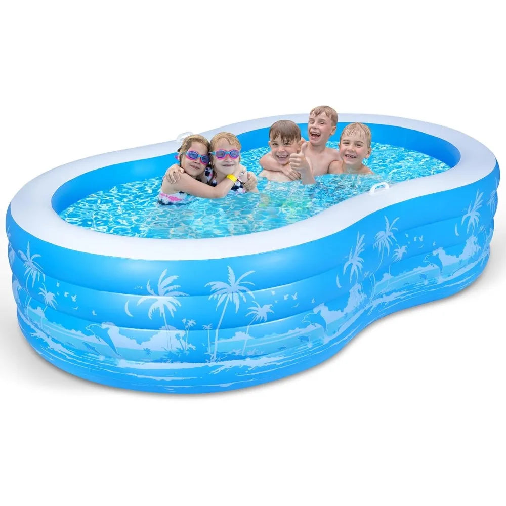 Large Inflatable Pool – Extra Durable with Seats & Handles for Outdoor Use