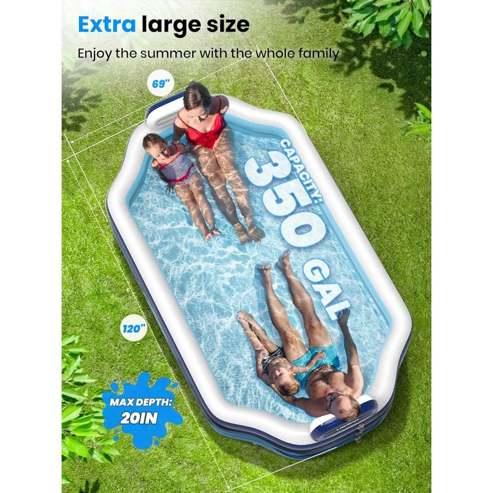 Oversized Inflatable Pool – Family Swimming Pool with Seats & Backrests