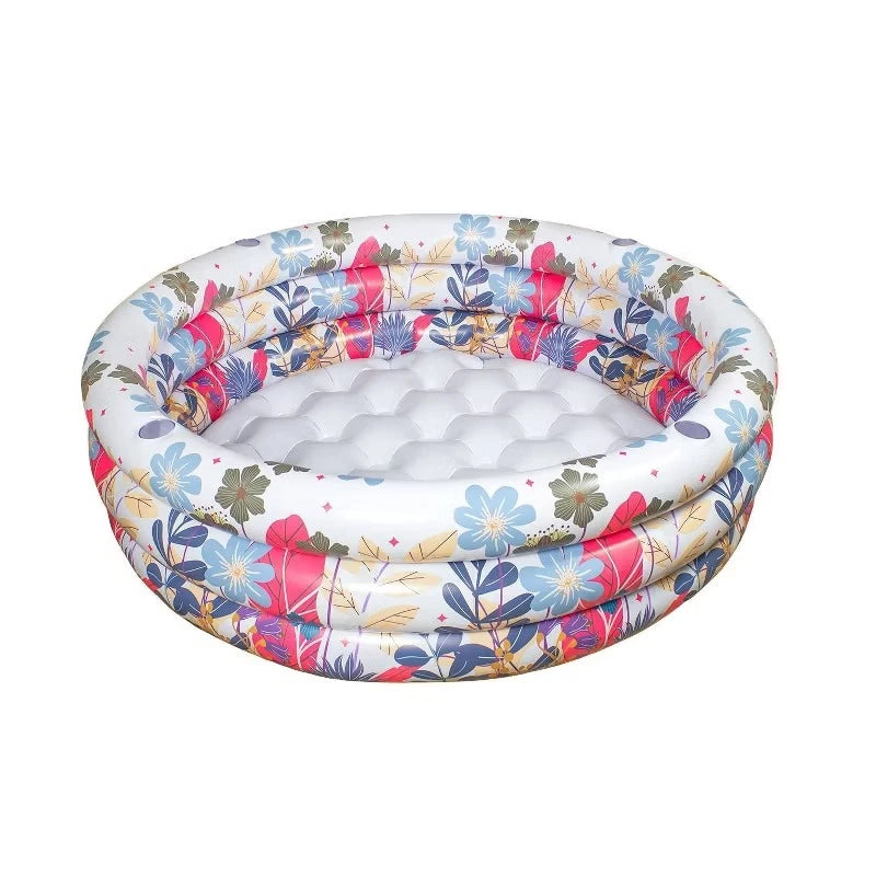 66”x18” Round Inflatable Pool – 3-Ring Kiddie Pool for Backyard & Garden