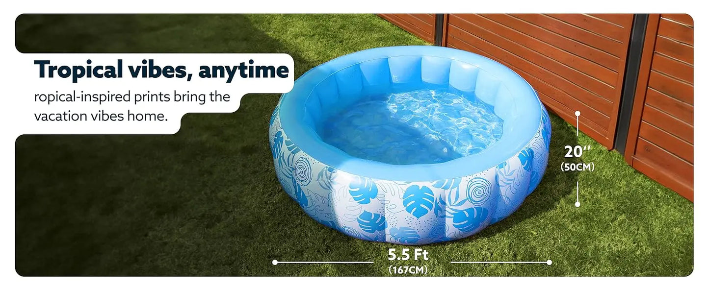 5.5ft x 20in Inflatable Pool – Family Size with Backrest, Thickened Design