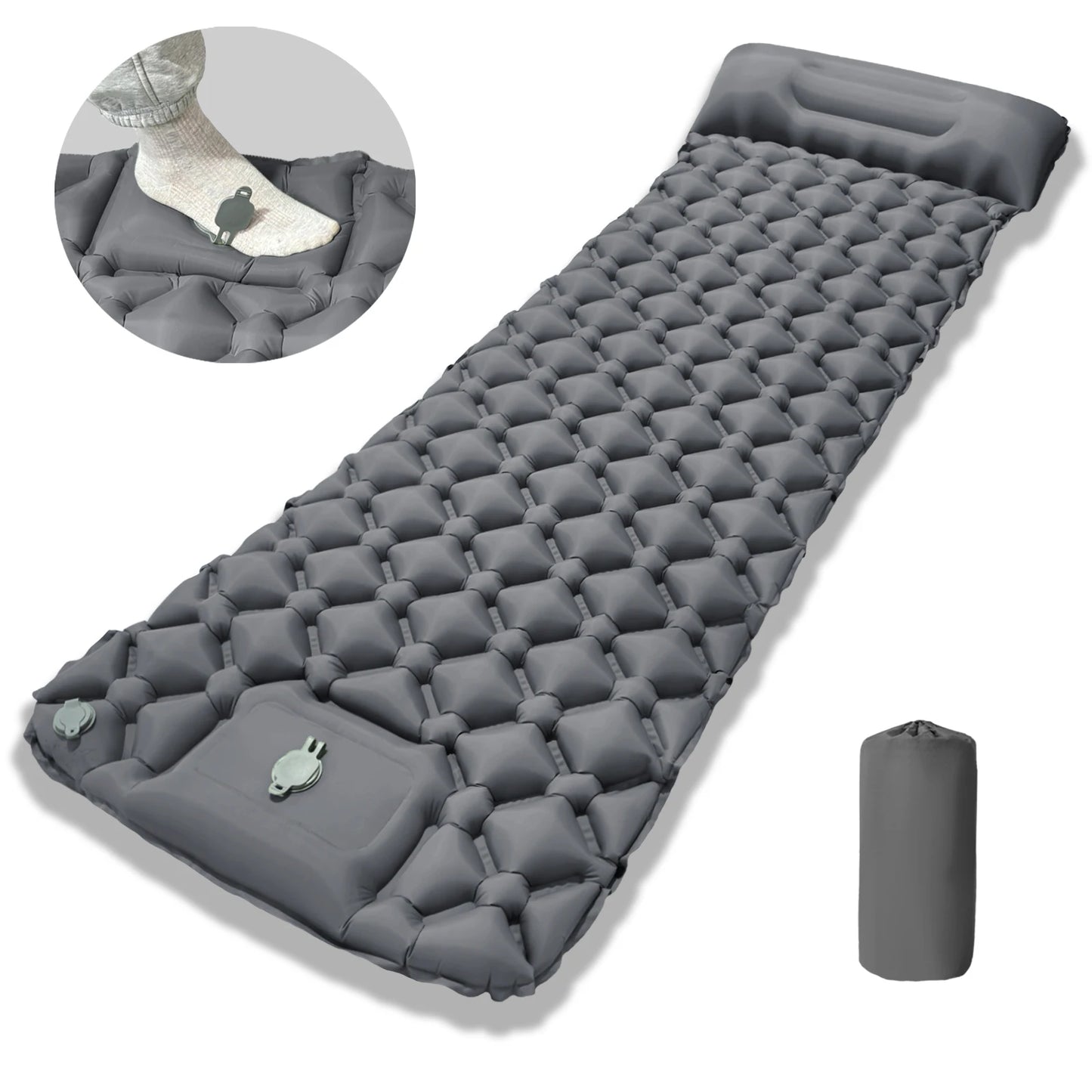 Camping Air Mattress 1-2 Person | Electric/Foot Pump Inflatables | Fast Inflation, Anti-Slip Surface Portable for Hiking/Beach
