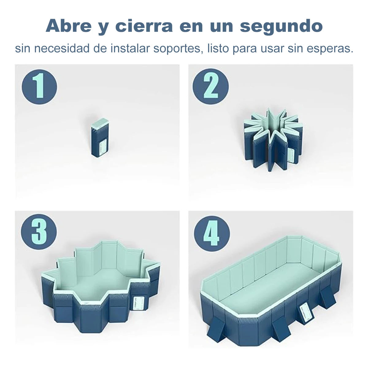 Foldable Family Pool – 2.6/3m Large Rectangular, Non-Inflatable, Easy Setup