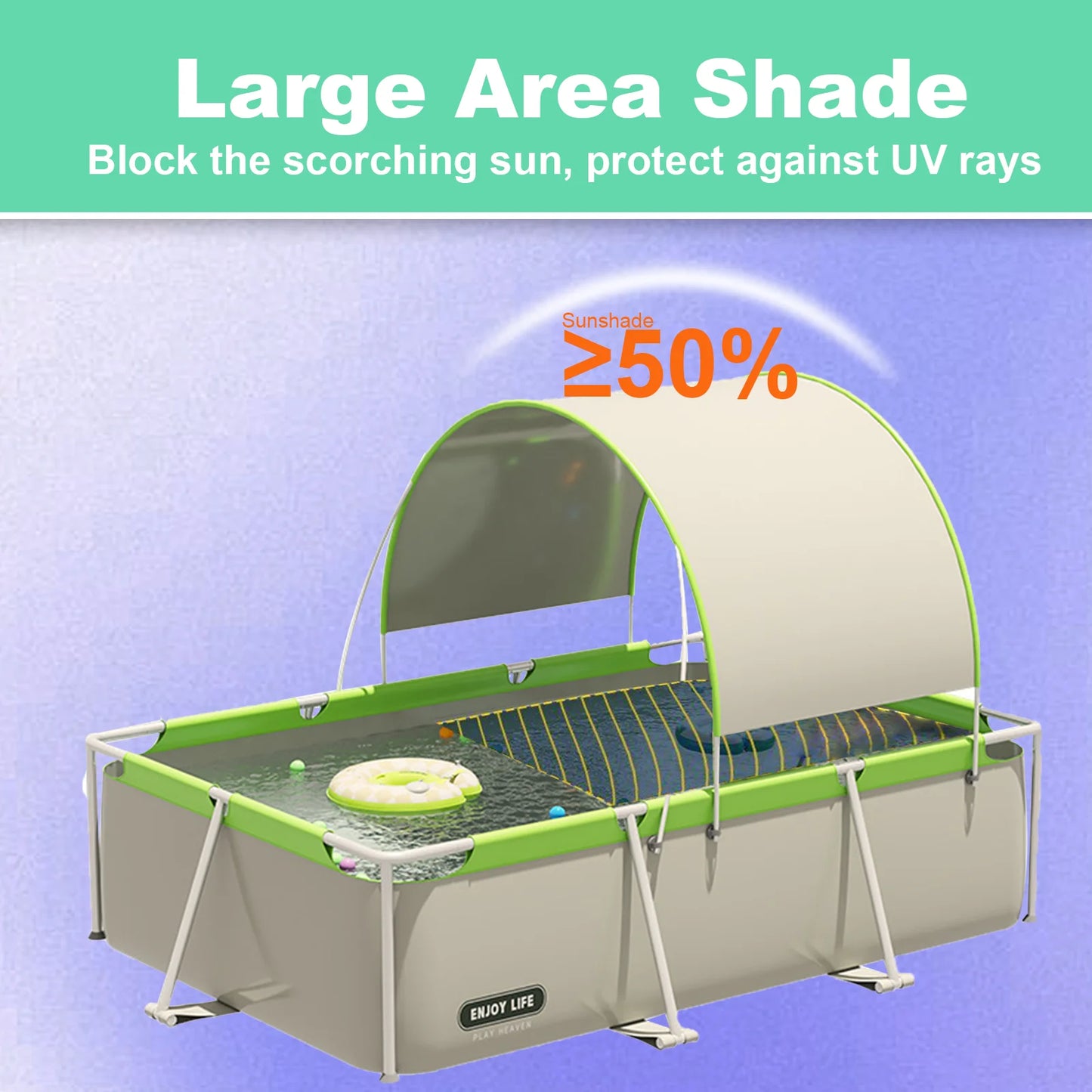 Large Bracket Swimming Pool – 2.6/3.9m Foldable Family Pool with Sunshade