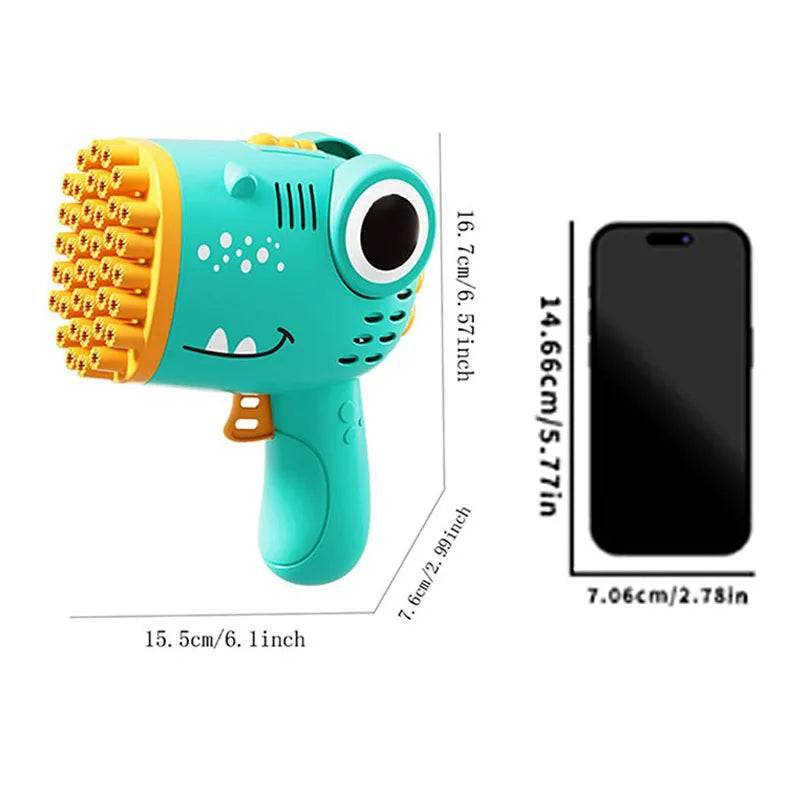 Dinosaur Bubble Gun – 40-Hole Automatic Bubble Machine (No Battery or Bubble Water Included)