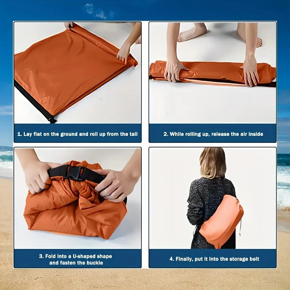 Inflatable Lounge Chair with Pillow – Waterproof, Portable, Includes Carry Bag