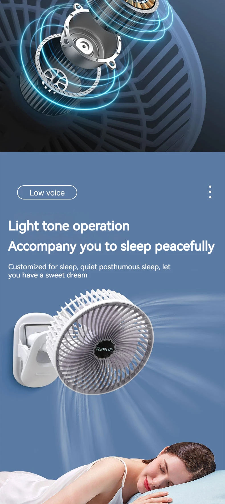 Handheld Fan with Detachable Base – Clip-On, Office & Outdoor Use