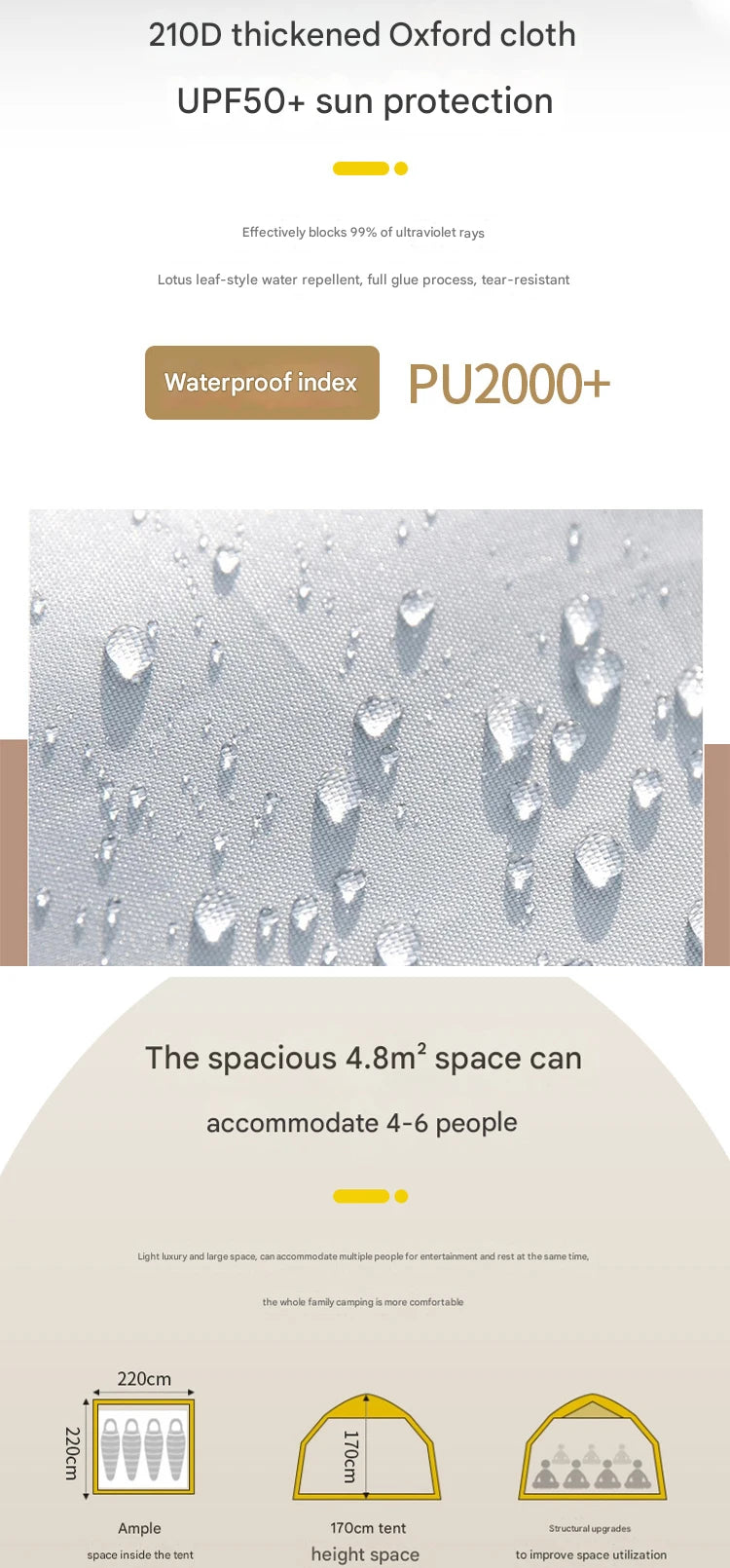 Camping Large Air Tent for 4-5 people Air shelter Dome tent Family Hiking inflatable One-touch tent Outdoor Camping Family Tent
