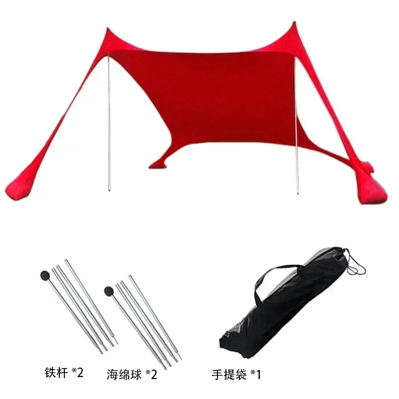 Outdoor Beach Tent Sun Shelter Camping Shades Tents Windproof One-piece Beach Canopy Tents UPF50+ Portable Family Tent For Bea