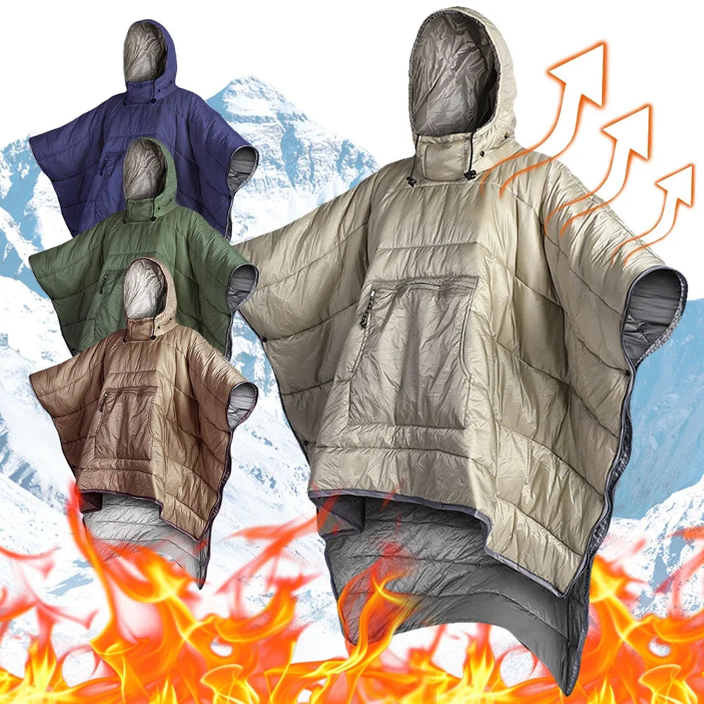 Poncho Coat for Adults Waterproof Backpacking Sleeping Bag Portable Ultralight Cotton Sleeping Bag for Camping Hiking & Outdoors