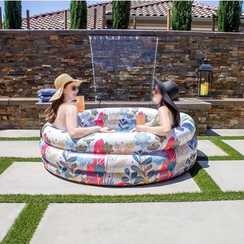 66”x18” Round Inflatable Pool – 3-Ring Kiddie Pool for Backyard & Garden