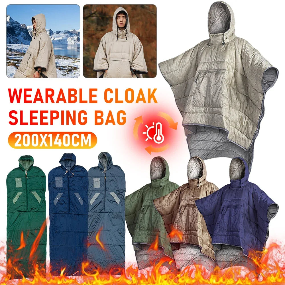 Poncho Coat for Adults Waterproof Backpacking Sleeping Bag Portable Ultralight Cotton Sleeping Bag for Camping Hiking & Outdoors