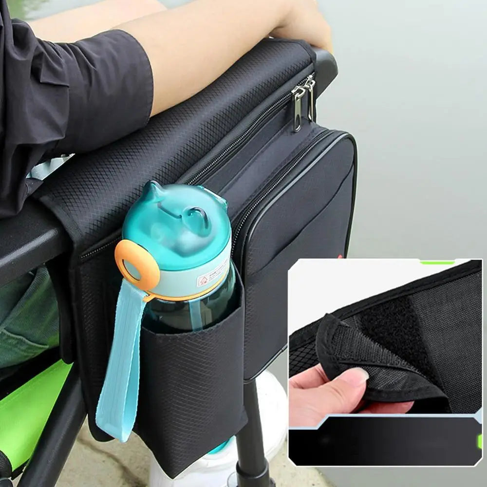 Beach Chair Side Bag Oxford Cloth Side Bag For Fishing Chair Wear-Resistant Organizer Pouch Black Chair Side Pouch For Outdoor