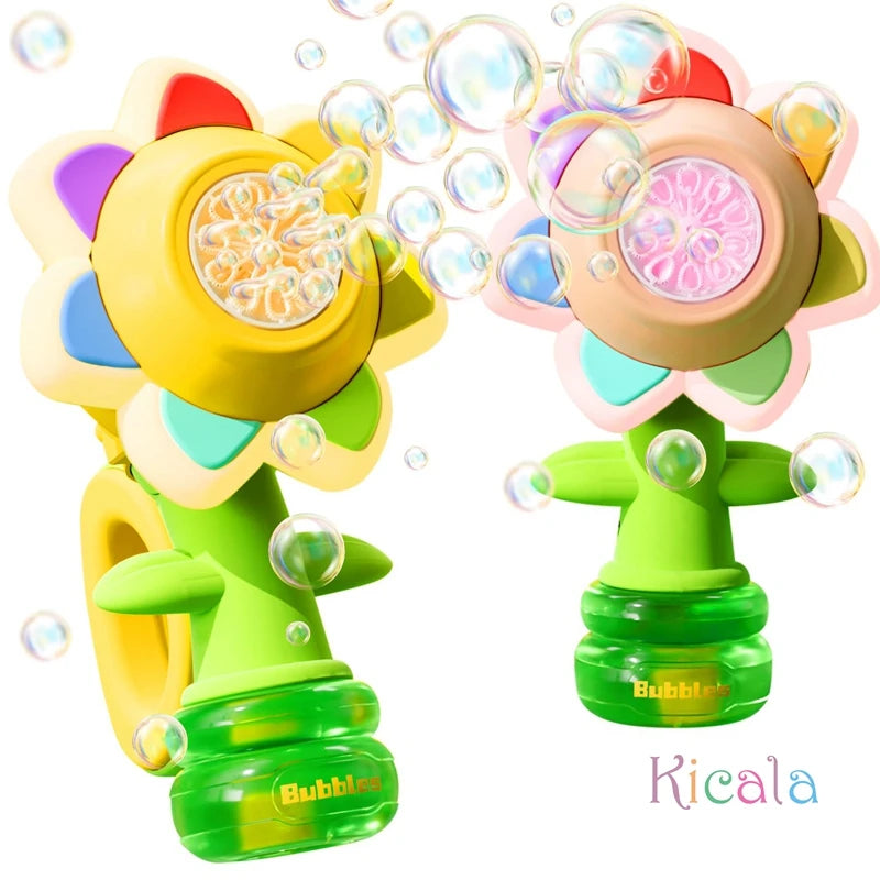 Flower Bubble Gun – LED Light Bubble Blower for Kids’ Outdoor Play & Parties