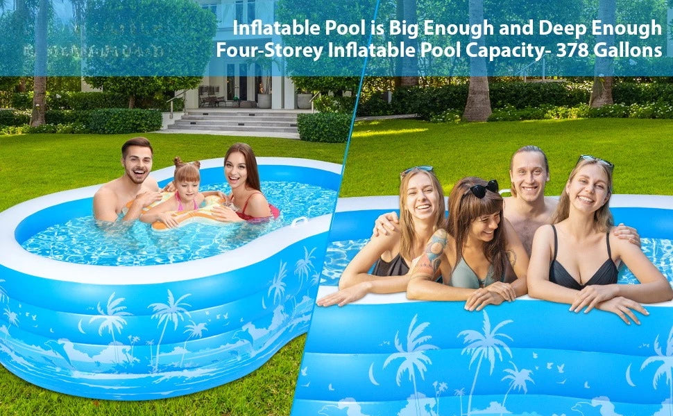 Large Inflatable Pool – Extra Durable with Seats & Handles for Outdoor Use