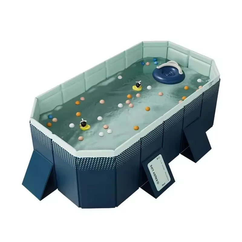 Foldable Family Pool – 2.6/3m Large Rectangular, Non-Inflatable, Easy Setup