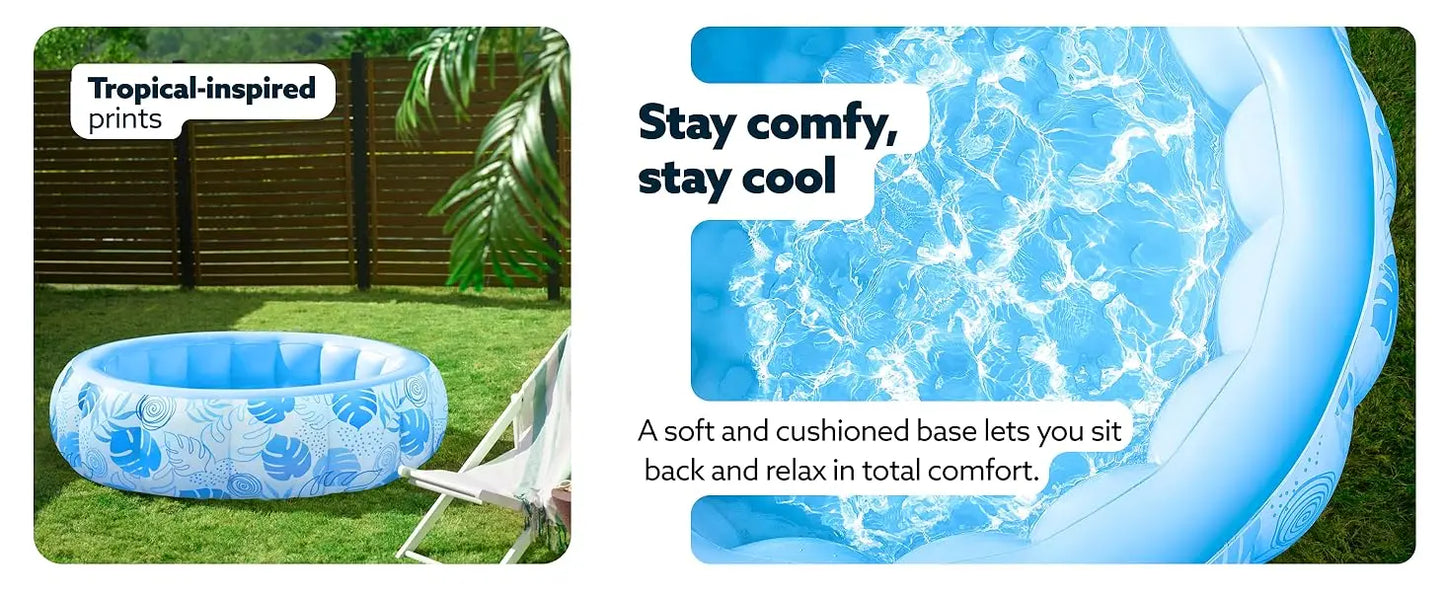 5.5ft x 20in Inflatable Pool – Family Size with Backrest, Thickened Design