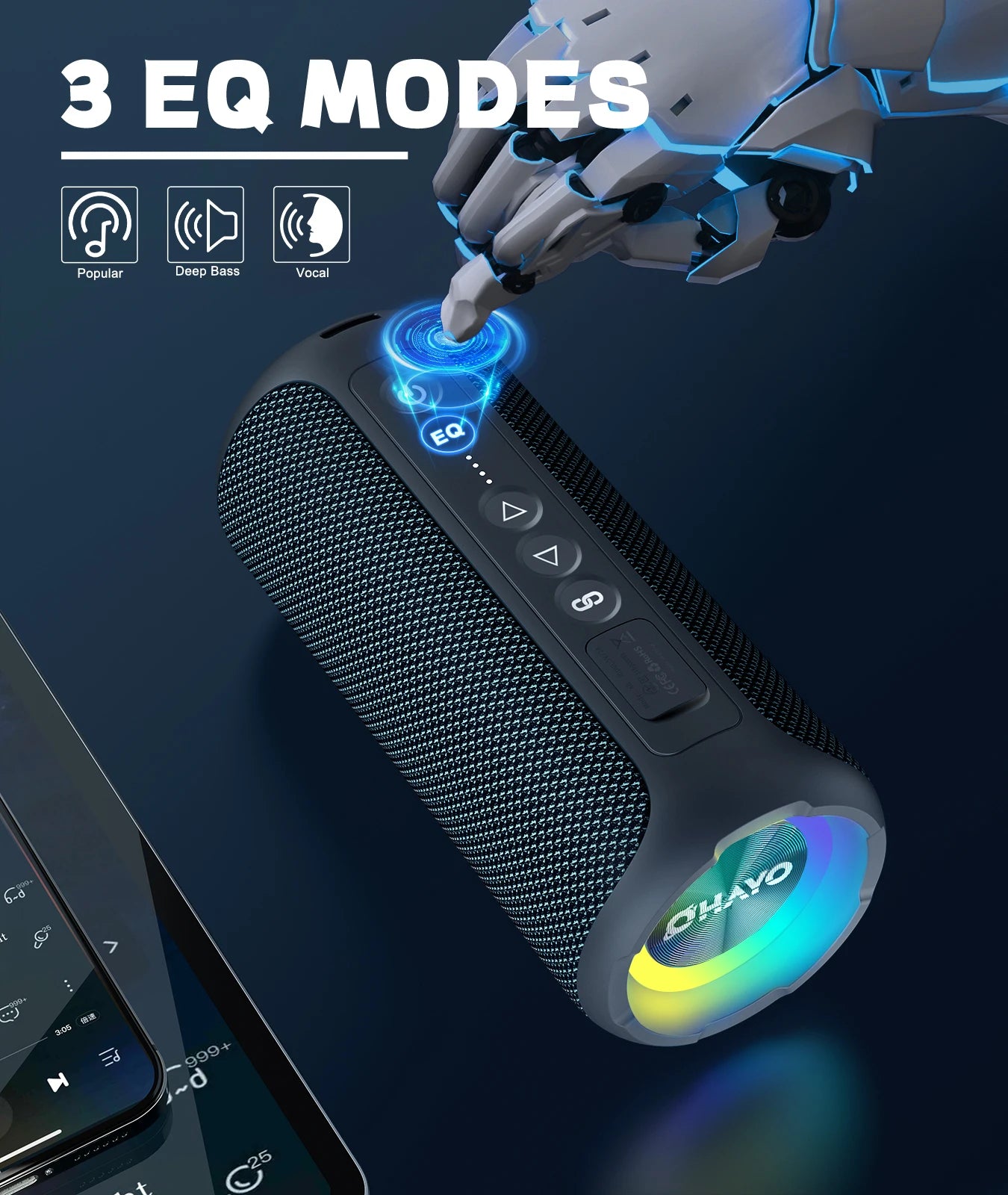 Ortizan X8 Pro Bluetooth Speaker – 40W Stereo, IPX7, 30H Playtime, Color Lights