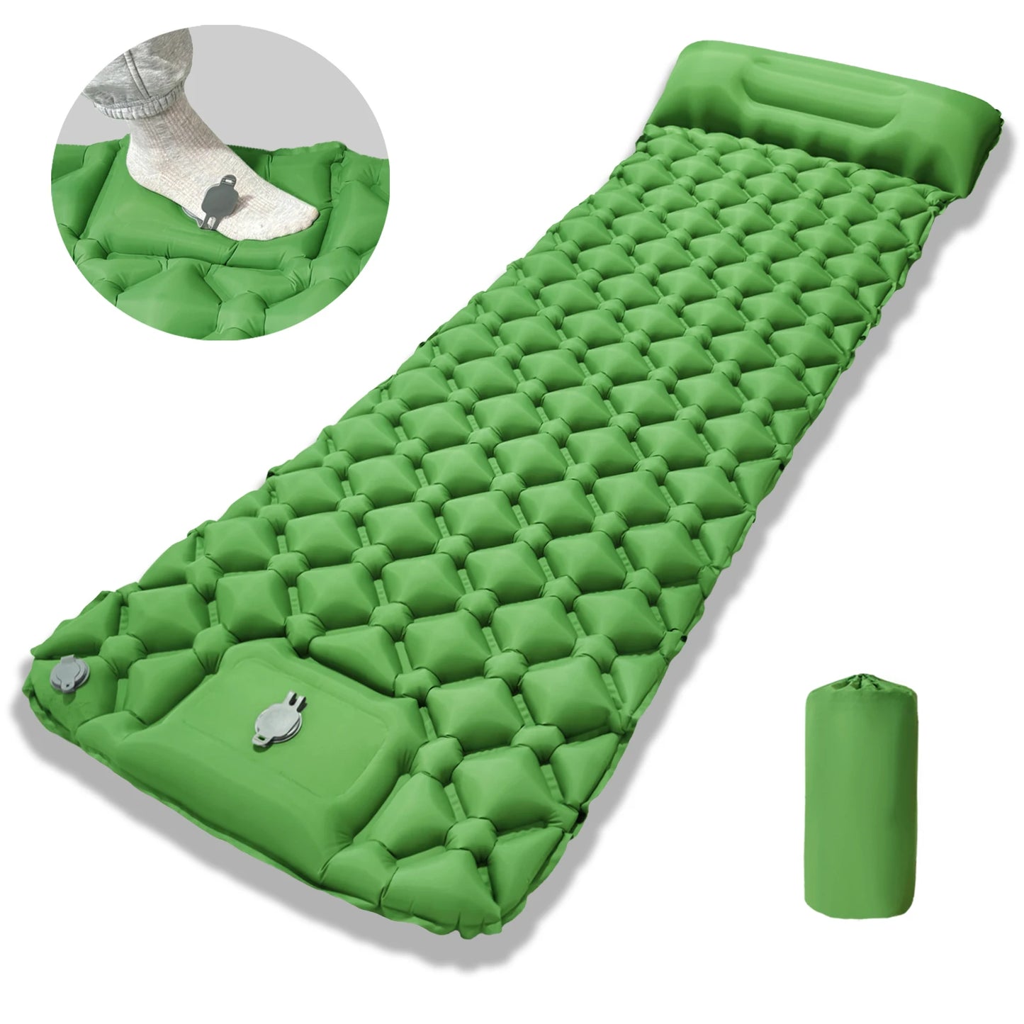 Camping Air Mattress 1-2 Person | Electric/Foot Pump Inflatables | Fast Inflation, Anti-Slip Surface Portable for Hiking/Beach
