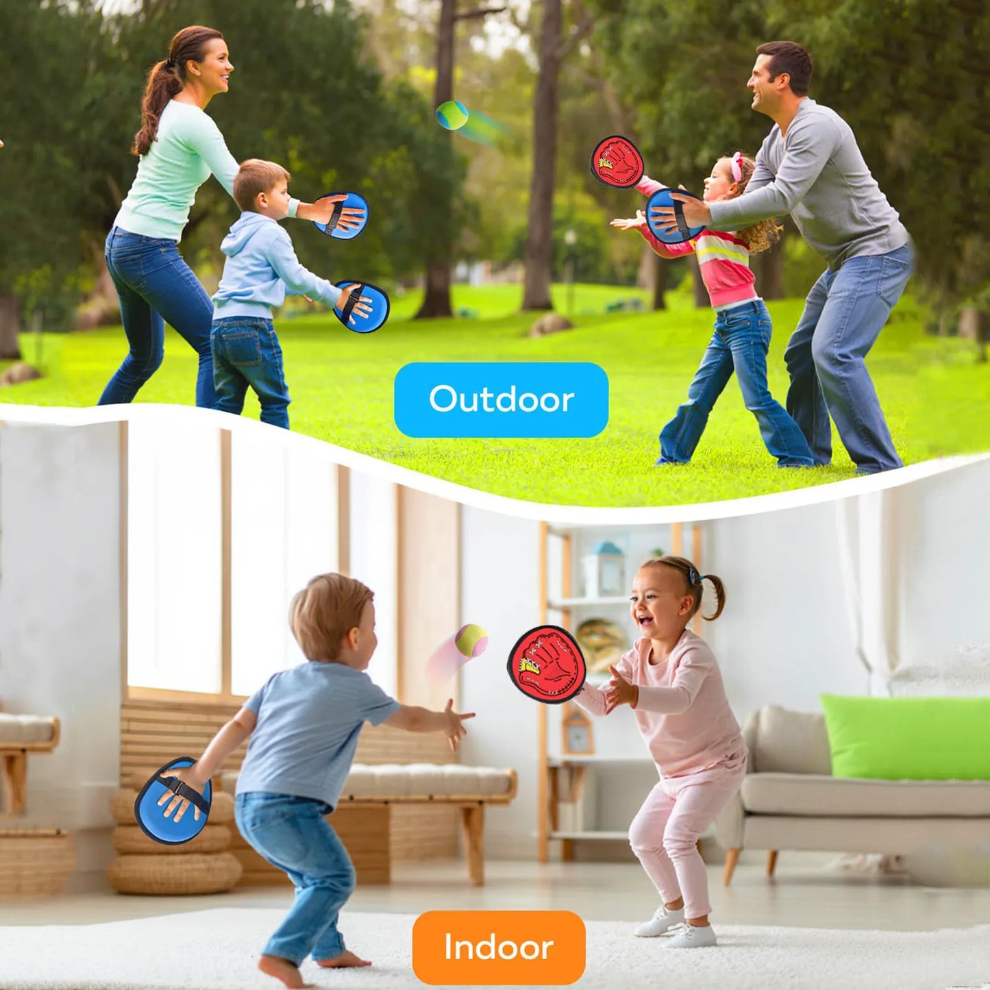 4-Set Sticky Ball Catch Game – Outdoor Throw & Catch Toy for Kids & Parents
