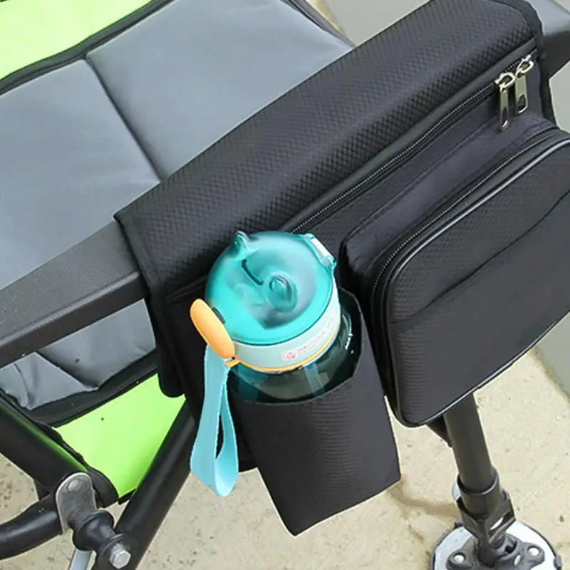 Beach Chair Side Bag Oxford Cloth Side Bag For Fishing Chair Wear-Resistant Organizer Pouch Black Chair Side Pouch For Outdoor