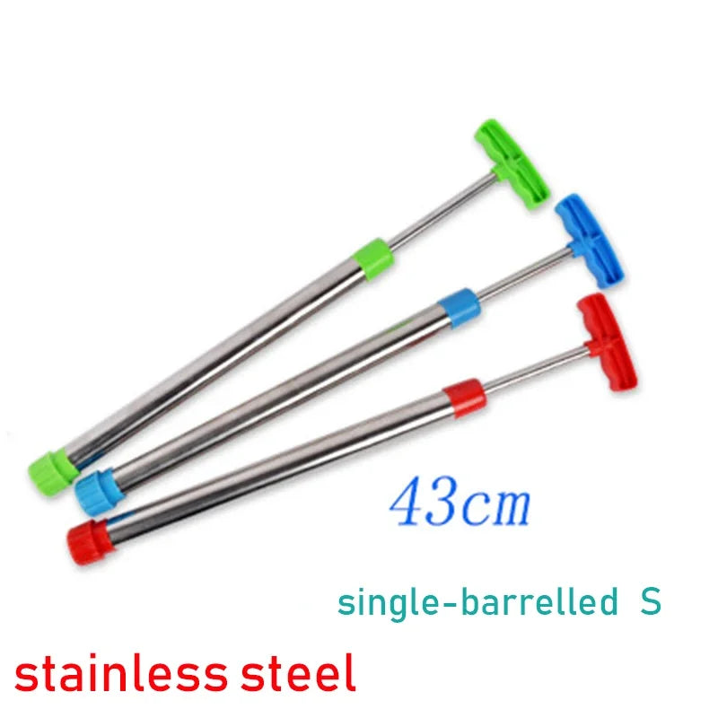 Stainless Steel Water Shooter – Pull-Type Beach & Pool Toy for Kids