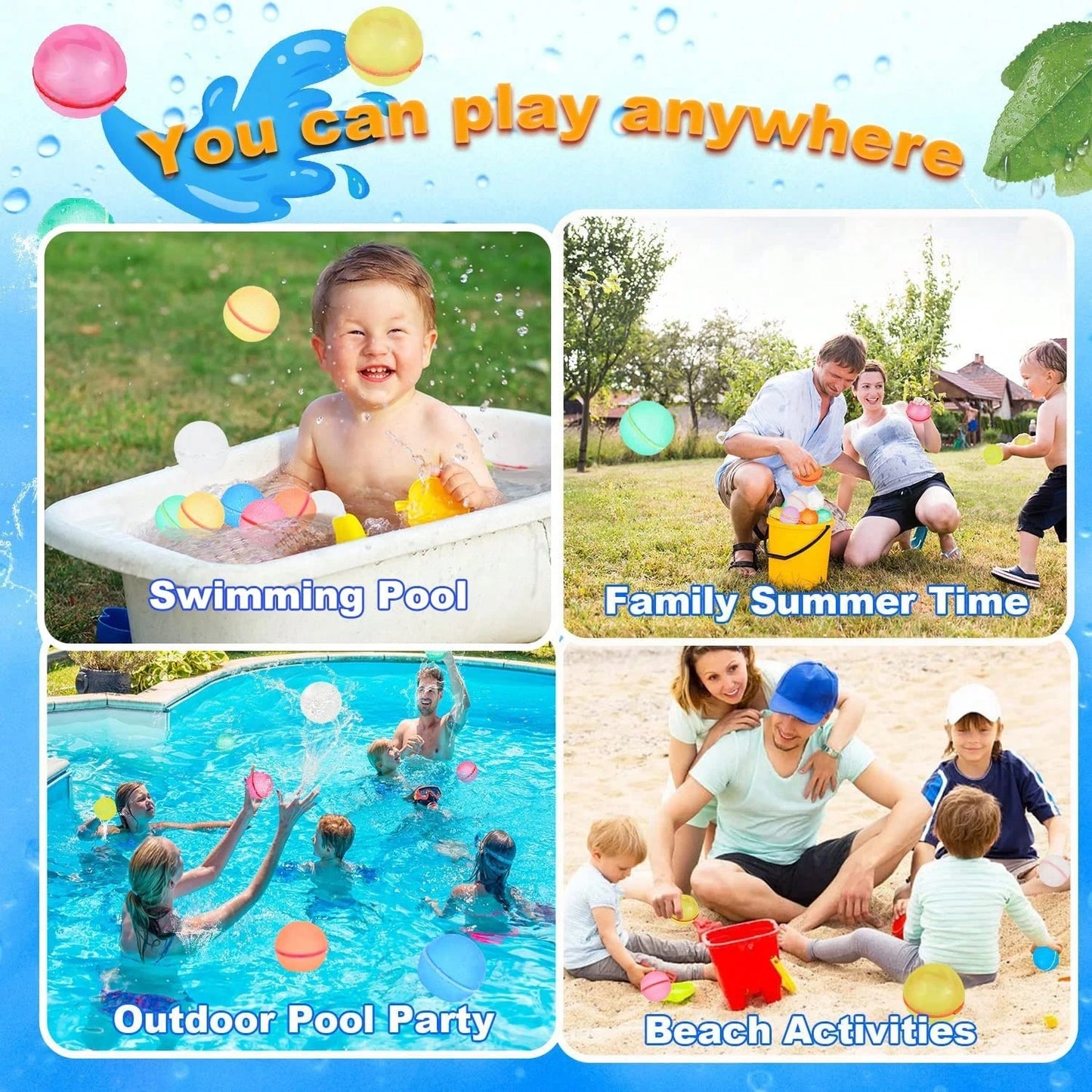 Reusable Water Balloons – Quick Fill, Self-Sealing Silicone Balls