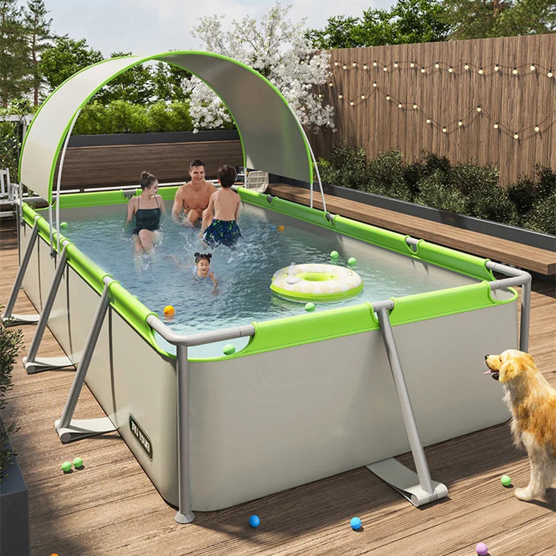 Large Bracket Swimming Pool – 2.6/3.9m Foldable Family Pool with Sunshade