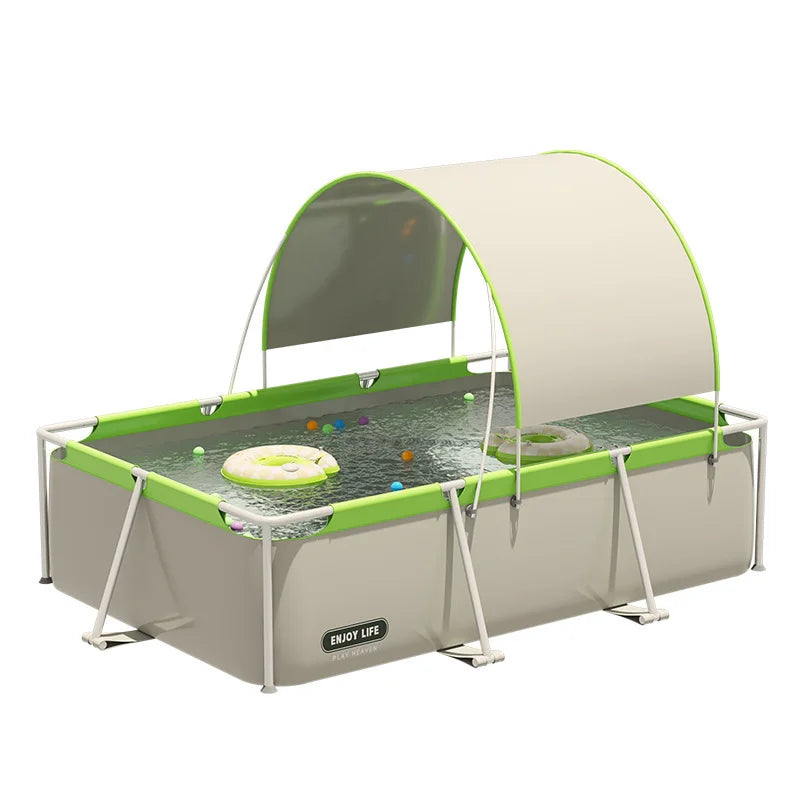 Large Bracket Swimming Pool – 2.6/3.9m Foldable Family Pool with Sunshade
