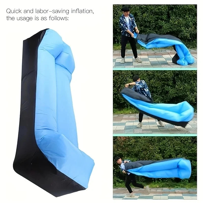Inflatable Lounge Chair with Pillow – Waterproof, Portable, Includes Carry Bag