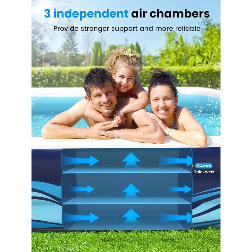 Oversized Inflatable Pool – Family Swimming Pool with Seats & Backrests